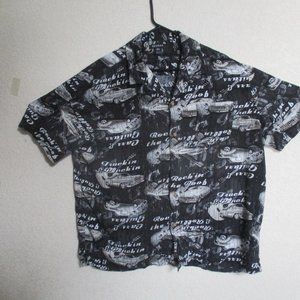 George Short Sleeve Shirt Sz XL Button Down Classic Cars, Trucks, Guitars